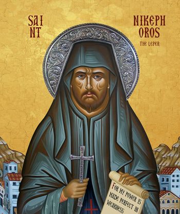 Orthodox icon of Saint Nikiforos the Leper and Wonderworker